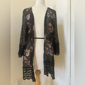 Xhilaration Black Lace Robe Intimates & Sleepwear